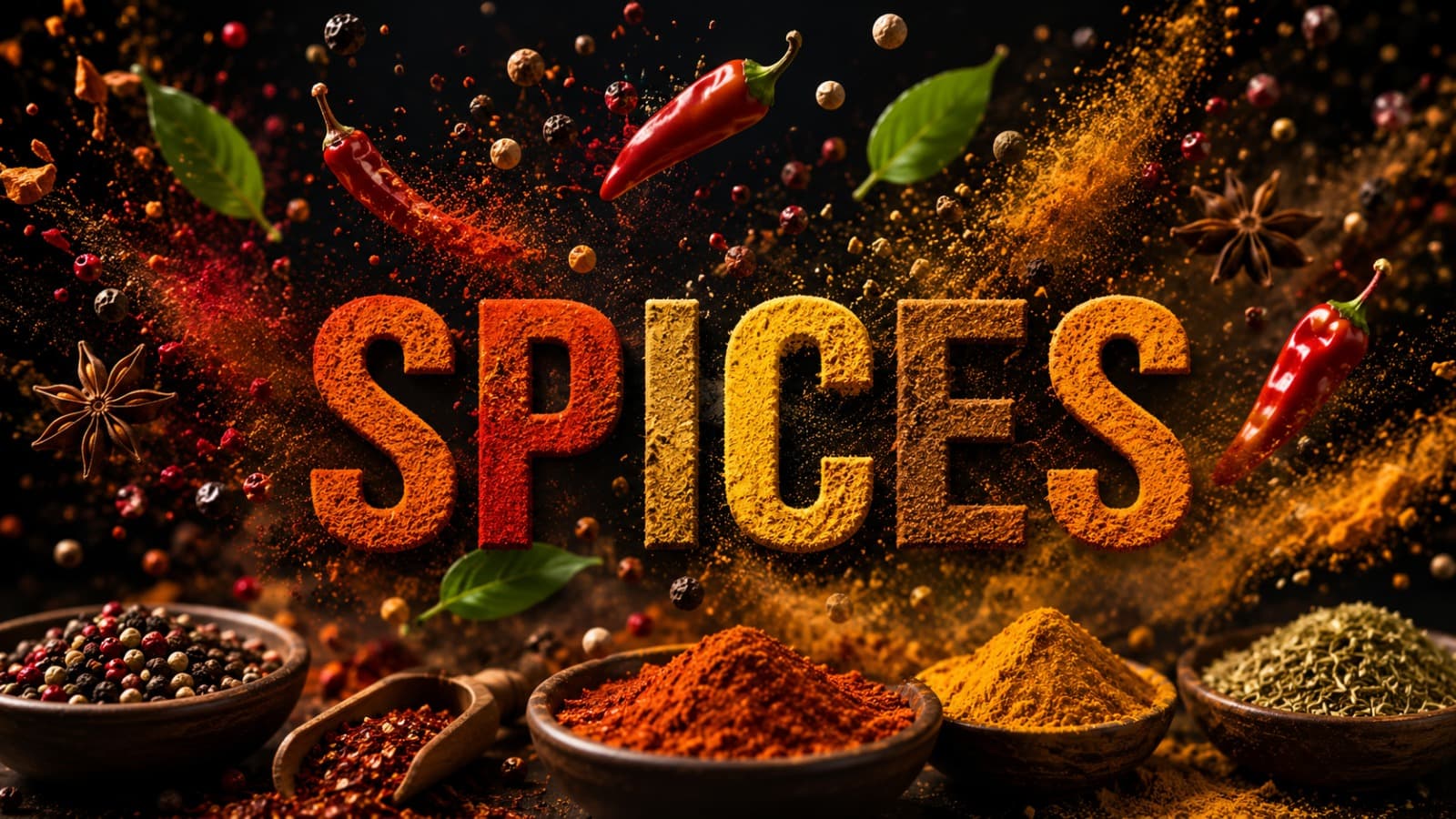 Colourful natural food spices